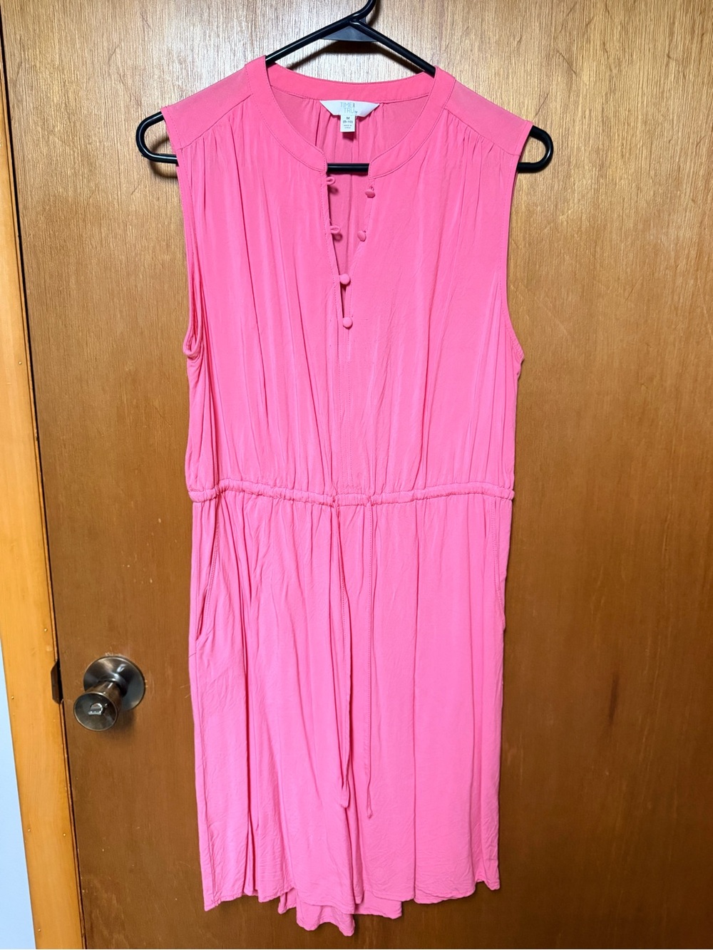 Time and Tru Hot Pink Sleeveless Dress with Button Placket